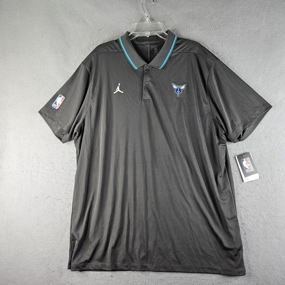 Charlotte Hornets Shirt Mens 2XL Gray NBA Basketball Nike Jordan Dri Fit Polo